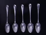 Five George III Old English pattern sterling silver table spoons