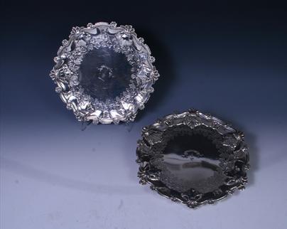 Pair of George III Scottish sterling silver salvers