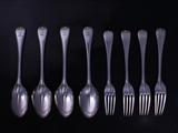Part service of Victorian Hanoverian, thread and drop pattern sterlng silver flatware