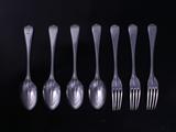 Part service of Victorian Hanoverian, thread and drop pattern sterlng silver flatware