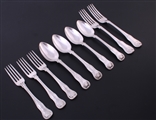 A collection of King's hourglass pattern sterling silver table forks