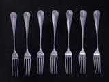 Seven modern Hanoverian pattern sterling silver table forks