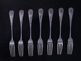 Seven modern Hanoverian pattern sterling silver table forks