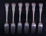 Six Victorian silver table forks
