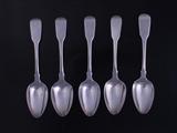 Set of six Regency fiddle pattern sterling silver table spoons