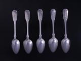 Set of six Regency fiddle pattern sterling silver table spoons