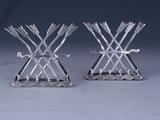 A pair of Edwardian sterling silver armorial card holders