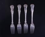 Four William IV silver table forks