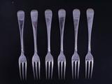 Six modern Hanoverian pattern sterling silver table forks