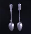 Two George III fiddle and thread pattern sterling silver dessert spoons