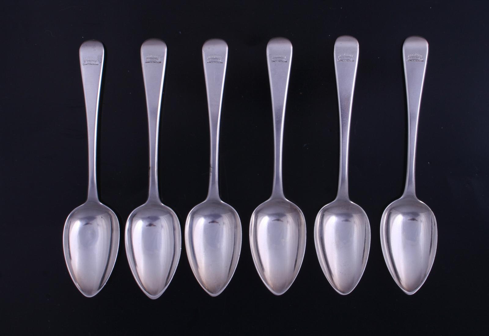A set of six III Old English pattern sterling silver dessert