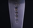 A set of six George III  Old English pattern sterling silver dessert spoons