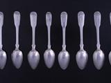 Set of eight George III sterling silver fiddle pattern teaspoons