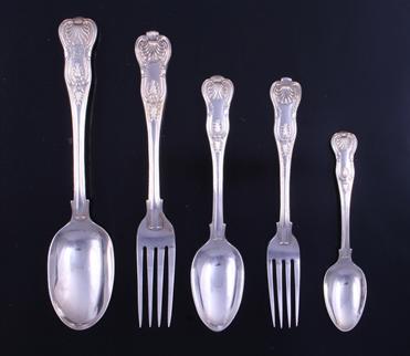 Service of William IV silver flatware