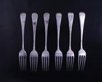 Six George III silver table forks