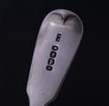 A set of five Victorian fiddle pattern sterling silver dessert spoons