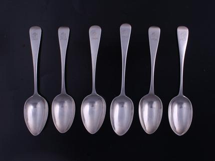 Six Victorian silver dessert spoons