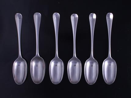 Six George I silver table spoons