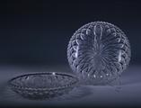 Pair Victorian armorial glass dishes