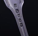 Six Victorian fiddle, thread and shell pattern sterling silver forks
