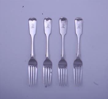 Four Victorian sterling silver table forks