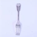 A Victorian sterling silver fiddle, thread and shell pattern table fork