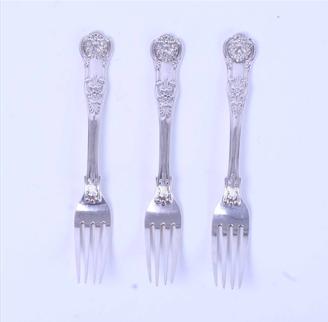 Three sterling silver dessert forks