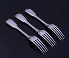 Three George IV fiddle and thread pattern sterling silver table forks
