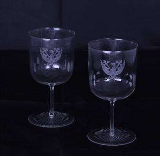 Pair of armorial glass goblets