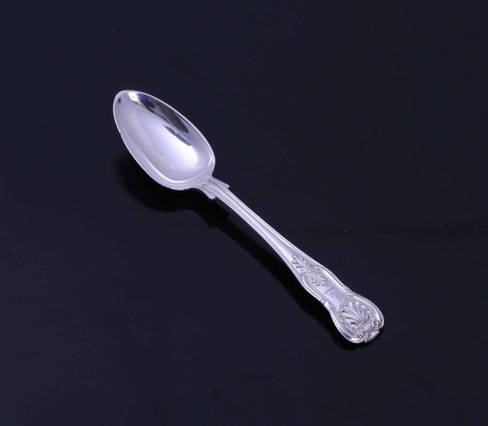 A William IV King's pattern sterling silver teaspoon
