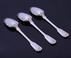 Three George IV fiddle thread and shell sterling silver table spoons