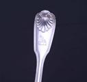 A Victorian fiddle, thread and shell pattern sterling silver dessert fork