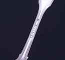 A Victorian fiddle, thread and shell pattern sterling silver dessert fork