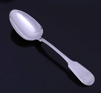 A William IV sterling silver fiddle pattern table spoon