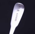 A George III sterling silver fiddle pattern table spoon