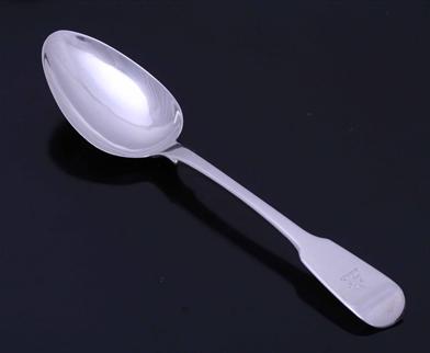 A George IV sterling silver fiddle pattern table spoon