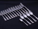 Part service of Victorian Queen's pattern sterling silver flatware