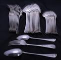 Part service of Victorian Old English pattern sterling silver flatware