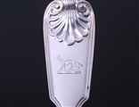 A pair of Victorian fiddle, thread and shell pattern sterling silver table forks