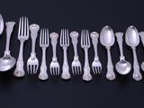 Collection of Georgian and Victorian Hourglass pattern sterling silver flatware