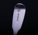 A set of six William IV sterling silver fiddle pattern table spoons