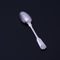 A Victorian fiddle, thread and shell pattern sterling silver teaspoon