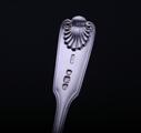 A Victorian fiddle, thread and shell pattern sterling silver teaspoon