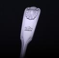 A Victorian fiddle, thread and shell pattern sterling silver teaspoon