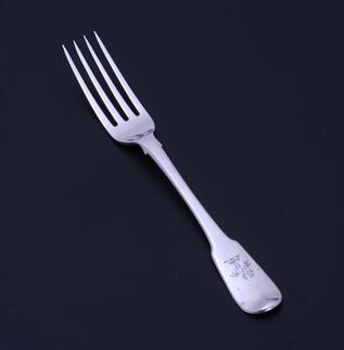 A Regency fiddle pattern sterling silver fork