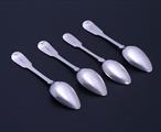 A set of four George IV fiddle pattern sterling silver dessert spoons