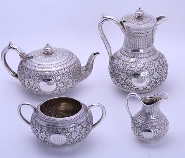 COLONIAL: A Victorian sterling silver four piece tea and coffee service for the Indian market