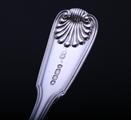 A pair of Victorian fiddle, thread and shell pattern sterling silver sauce ladles