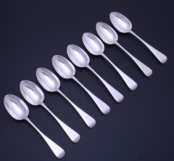 Set of eight Victorian sterling silver dessert spoons