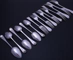 A matched part service of antique Old English bead edge pattern sterling silver flatware